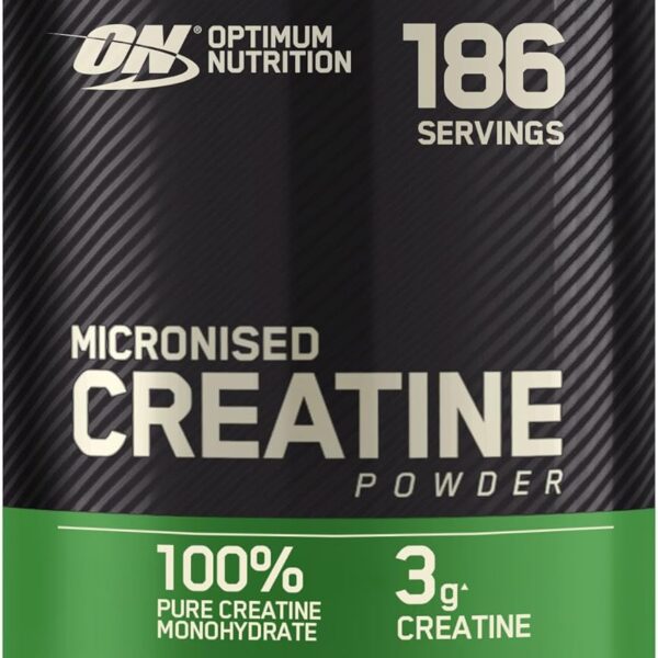 Optimum Nutrition Micronised Creatine Powder, 100% Pure Creatine Monohydrate Powder for Performance and Muscle Power, Unflavoured Shake, 186 Servings, 634 g