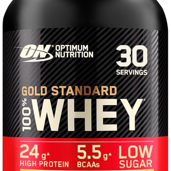 Optimum Nutrition Gold Standard 100% Whey Muscle Building and Recovery Protein Powder With Naturally Occurring Glutamine and BCAA Amino Acids, Banana Cream Flavour, 30 Servings, 900 g