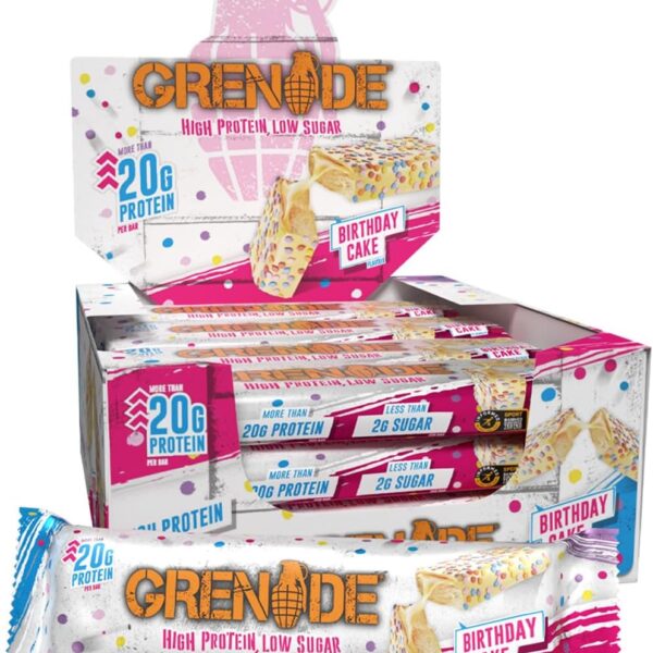 Grenade High Protein, Low Sugar Bar - Birthday Cake, 12 x 60 g