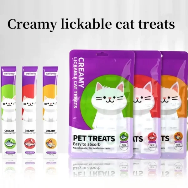 15g*5pcs Large Capacity Cat Food Royal Canin Wet Cat Snacks Salmon Tuna Snacks For Cats Raw Meat Long Cat Feed Canned Food