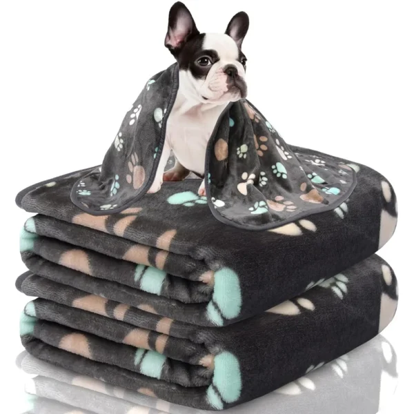 Black Soft Fluffy High Quality Thick Style Pet Blanket Double-sided Pattern Pet Mat Warm and Comfortable Blanket for Cat Dogs