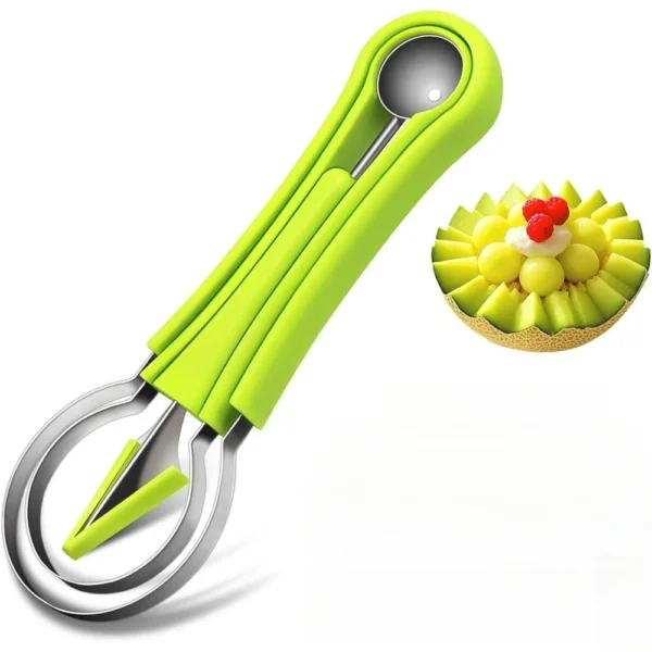 Melon Baller Scoop Set 4 In1 Fruit Cutters Shapes Watermelon Scooper Fruit Scooper and Baller Stainless Steel Fruit Carving Tool